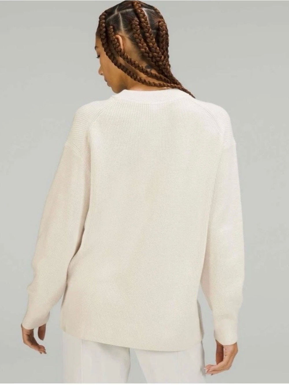 Lululemon Merino Wool Blend Ribbed Crewneck Sweater Size 4 White Opal - Picture 4 of 16
